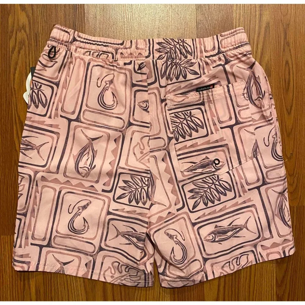 Quiksilver Board Shorts Mens S 7" Beach AOP Orchid Pink Swim Trunks NWT - Picture 4 of 7